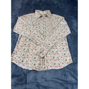 Machine Floral Button Down Long Sleeve‎ Shirt Western Style Large